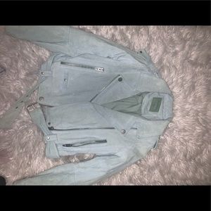 Blank NYC blue authentic leather Jacket